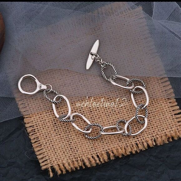 NEW 925 Sterling Silver Oval Chain Bracelet - Picture 2 of 5